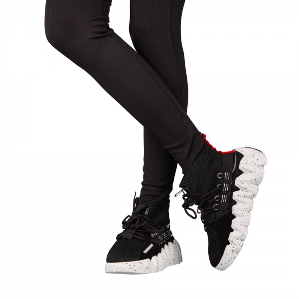 Γυναικεία αθλητικά παπούτσια μαύρα από ύφασμα Meil, 3 - Kalapod.gr