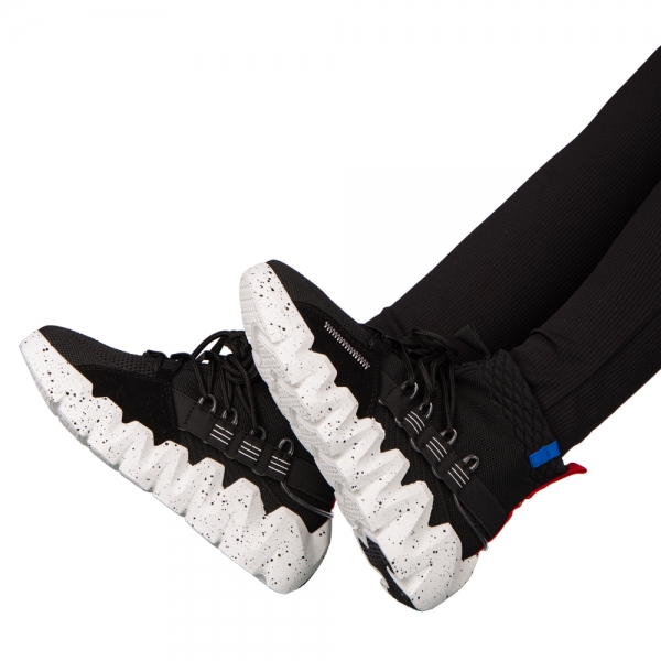 Γυναικεία αθλητικά παπούτσια μαύρα από ύφασμα Meil, 5 - Kalapod.gr