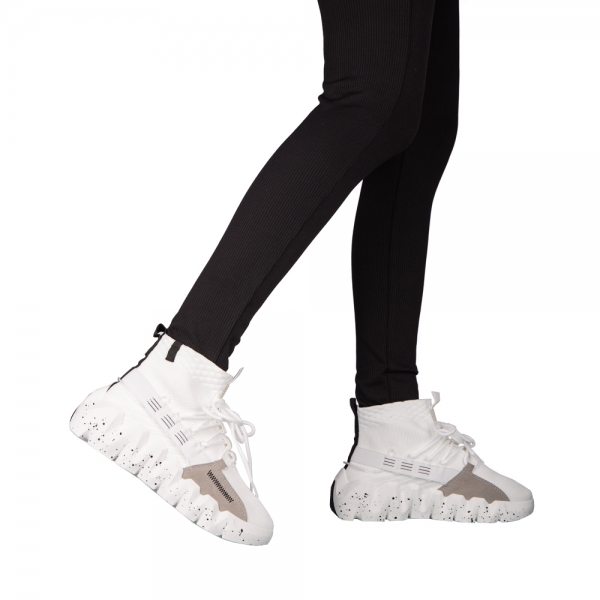Γυναικεία αθλητικά παπούτσια λευκά από ύφασμα Meil, 3 - Kalapod.gr