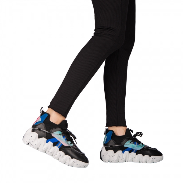 Γυναικεία αθλητικά παπούτσια  μαύρα από οικολογικό δέρμα και ύφασμα Gingero - Kalapod.gr