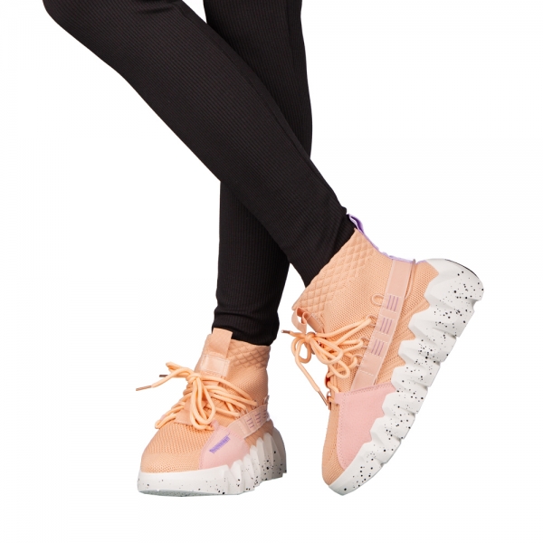 Γυναικεία αθλητικά παπούτσια ροζ από ύφασμα Meil - Kalapod.gr