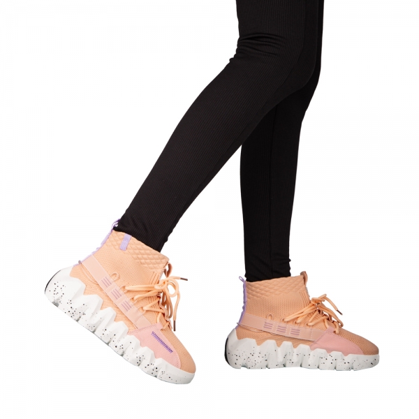 Γυναικεία αθλητικά παπούτσια ροζ από ύφασμα Meil, 3 - Kalapod.gr