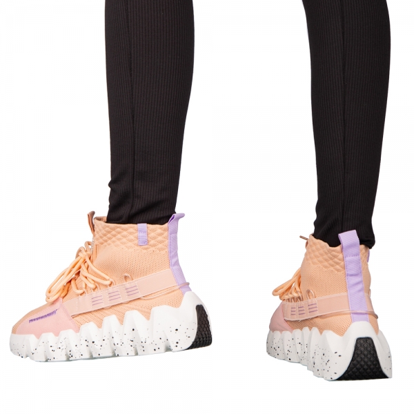 Γυναικεία αθλητικά παπούτσια ροζ από ύφασμα Meil, 4 - Kalapod.gr