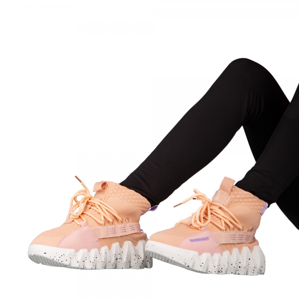 Γυναικεία αθλητικά παπούτσια ροζ από ύφασμα Meil, 5 - Kalapod.gr
