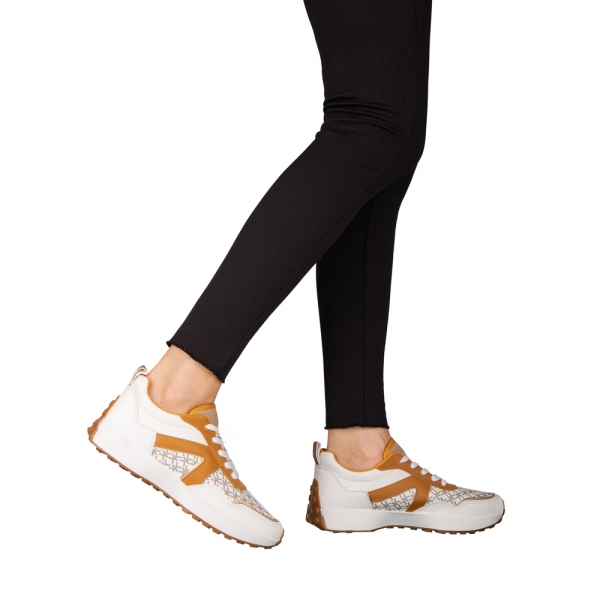 Γυναικεία αθλητικά παπούτσια  λευκά από οικολογικό δέρμα Mirafa - Kalapod.gr