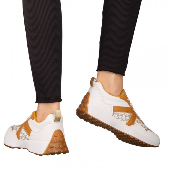 Γυναικεία αθλητικά παπούτσια  λευκά από οικολογικό δέρμα Mirafa, 4 - Kalapod.gr