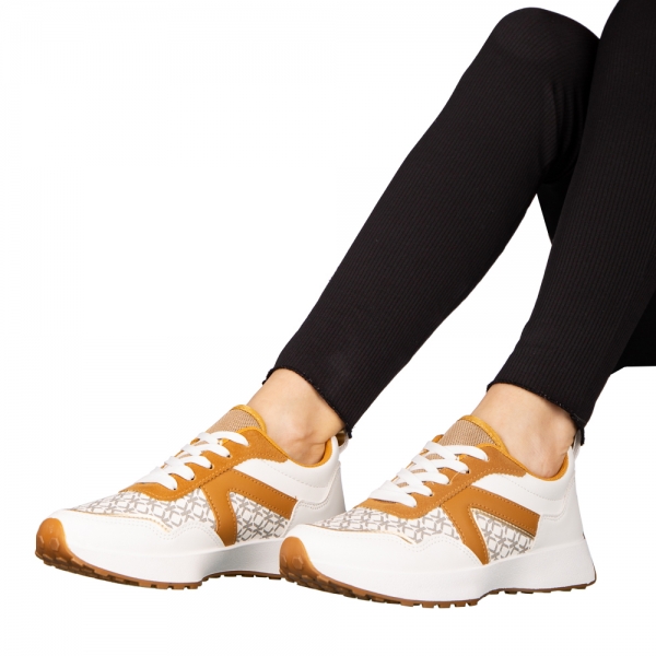 Γυναικεία αθλητικά παπούτσια  λευκά από οικολογικό δέρμα Mirafa, 5 - Kalapod.gr