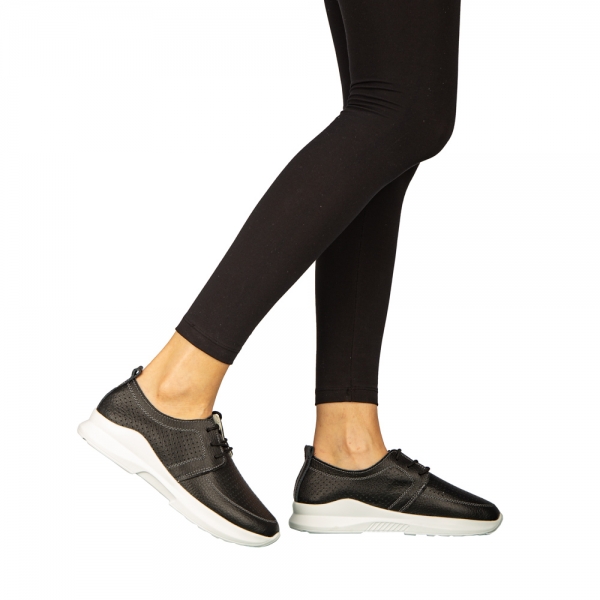 Γυναικεία casual παπούτσια από φυσικό δέρμα  μαύρα Dollan, 3 - Kalapod.gr