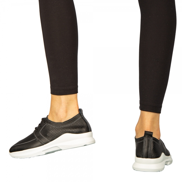 Γυναικεία casual παπούτσια από φυσικό δέρμα  μαύρα Dollan, 4 - Kalapod.gr