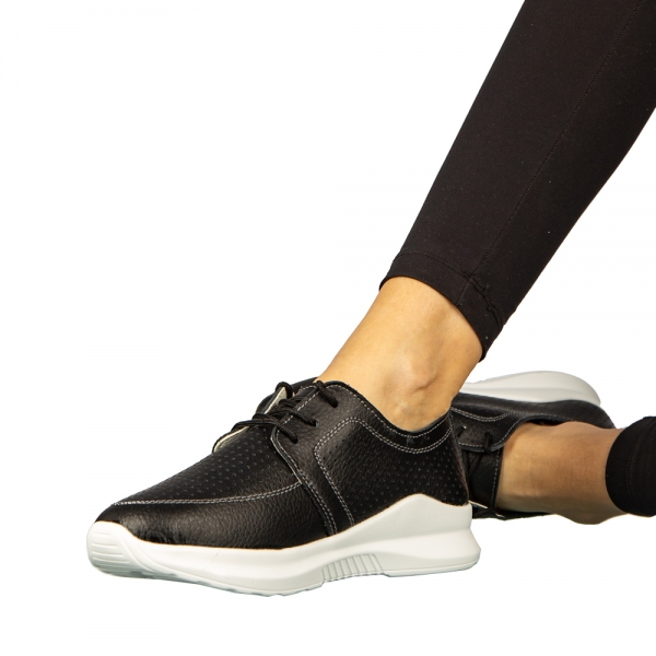 Γυναικεία casual παπούτσια από φυσικό δέρμα  μαύρα Dollan, 5 - Kalapod.gr