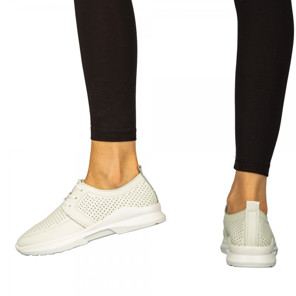 Γυναικεία casual παπούτσια από φυσικό δέρμα λευκά Dollan, 4 - Kalapod.gr