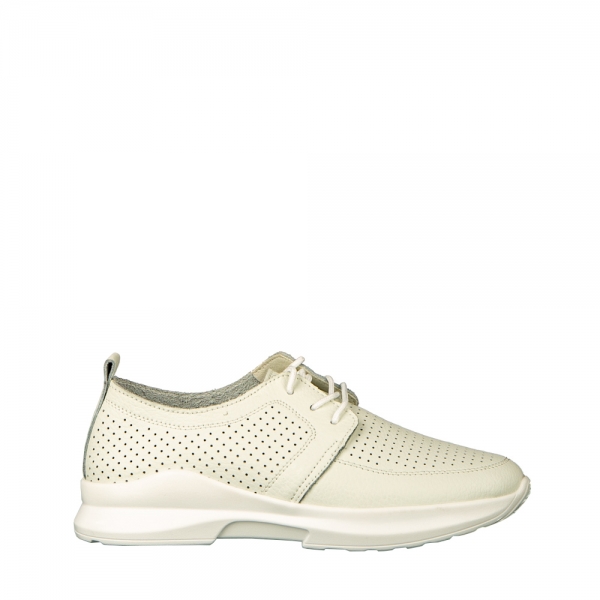 Γυναικεία casual παπούτσια από φυσικό δέρμα λευκά Dollan, 2 - Kalapod.gr