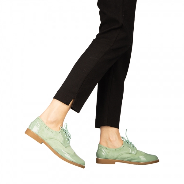 Γυναικεία casual παπούτσια  από οικολογικό δέρμα πράσινα Bergo, 3 - Kalapod.gr
