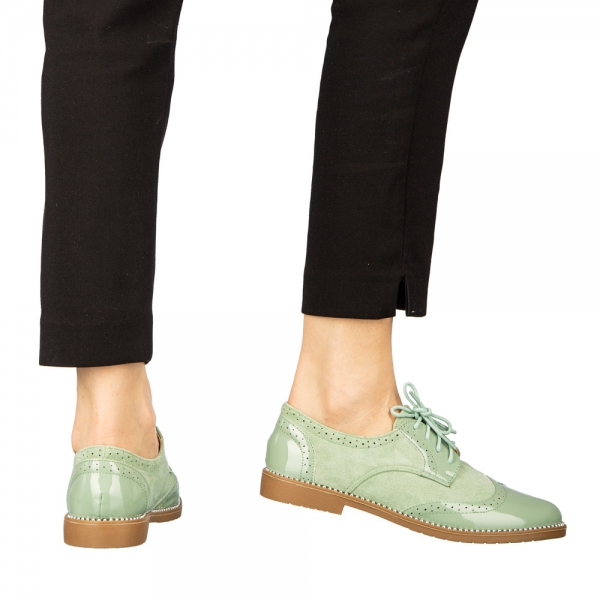 Γυναικεία casual παπούτσια  από οικολογικό δέρμα πράσινα Bergo, 4 - Kalapod.gr
