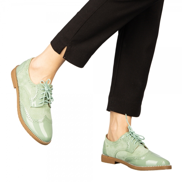 Γυναικεία casual παπούτσια  από οικολογικό δέρμα πράσινα Bergo, 5 - Kalapod.gr