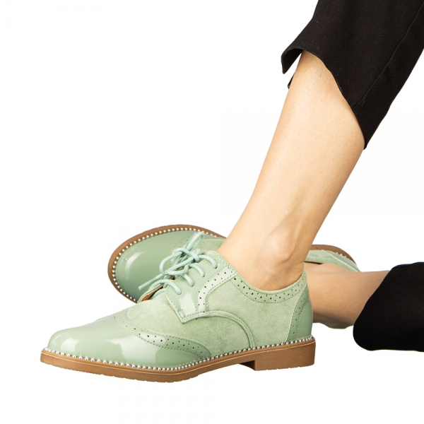 Γυναικεία casual παπούτσια  από οικολογικό δέρμα πράσινα Bergo, 6 - Kalapod.gr