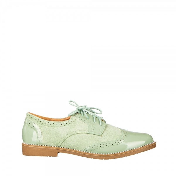Γυναικεία casual παπούτσια  από οικολογικό δέρμα πράσινα Bergo, 2 - Kalapod.gr