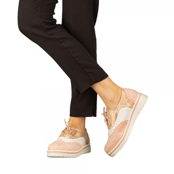 Γυναικεία casual παπούτσια  από οικολογικό δέρμα ροζ Darme, 3 - Kalapod.gr
