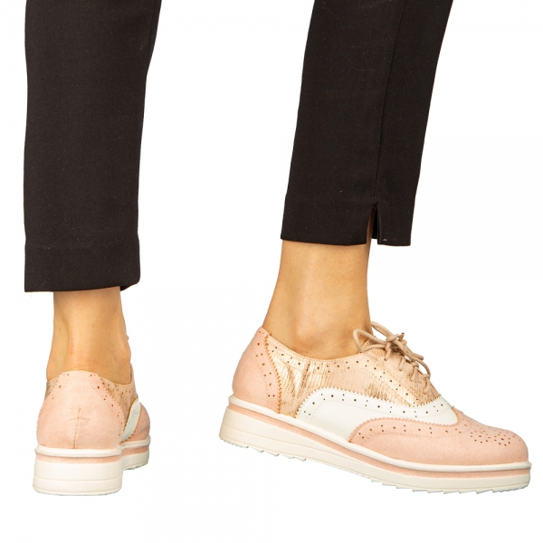 Γυναικεία casual παπούτσια  από οικολογικό δέρμα ροζ Darme, 4 - Kalapod.gr