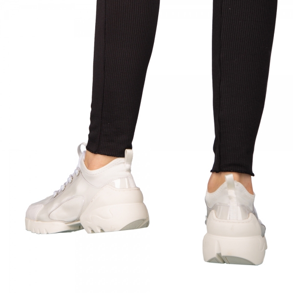 Γυναικεία αθλητικά παπούτσια  λευκά από ύφασμα  Sonia, 4 - Kalapod.gr