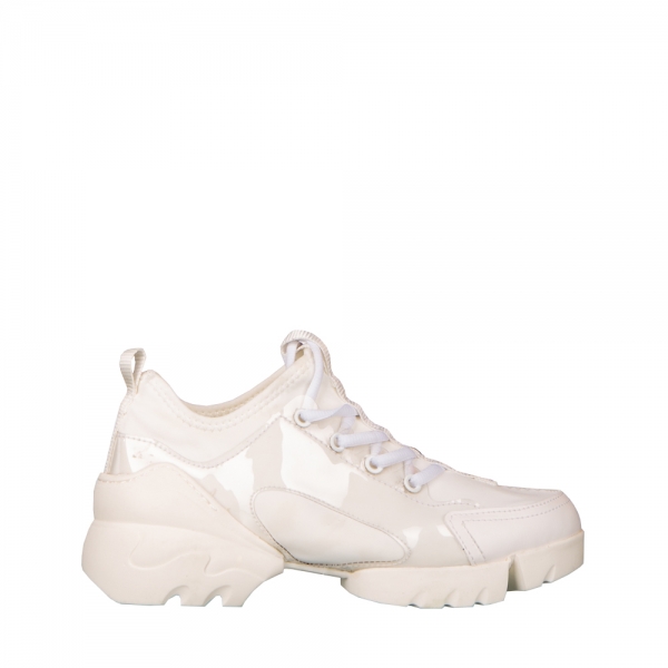 Γυναικεία αθλητικά παπούτσια  λευκά από ύφασμα  Sonia, 2 - Kalapod.gr
