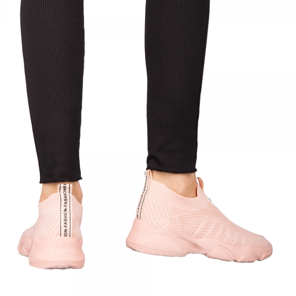 Γυναικεία αθλητικά παπούτσια ροζ από ύφασμα Flove, 4 - Kalapod.gr