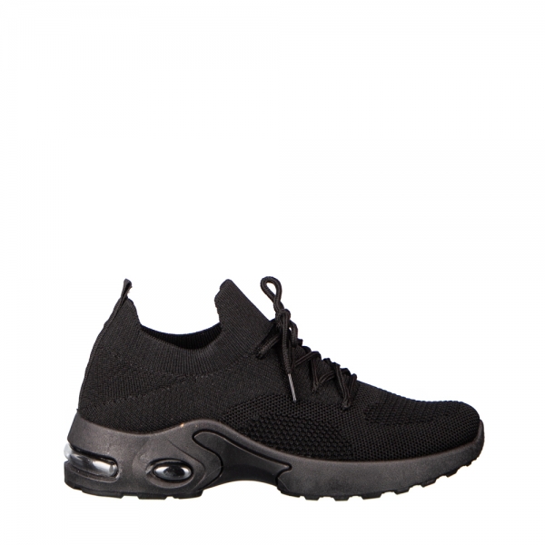 Γυναικεία αθλητικά παπούτσια μαύρα από ύφασμα Fepa, 2 - Kalapod.gr