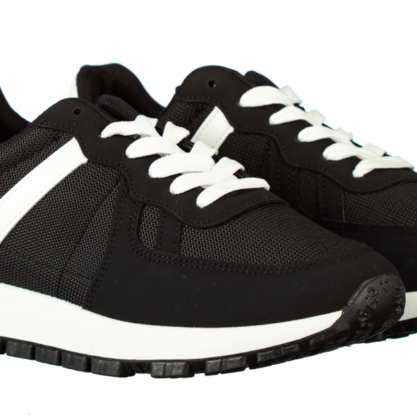 Ανδρικά αθλητικά παπούτσια μαύρα από οικολογικό δέρμα και ύφασμα  Redal, 3 - Kalapod.gr
