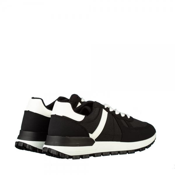 Ανδρικά αθλητικά παπούτσια μαύρα από οικολογικό δέρμα και ύφασμα  Redal, 4 - Kalapod.gr