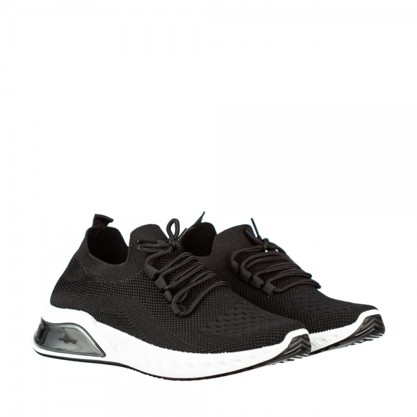 Ανδρικά αθλητικά παπούτσια μαύρα από συνθετικό υλικό Amal, 2 - Kalapod.gr