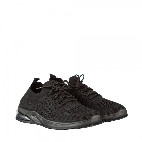 Γυναικεία αθλητικά παπούτσια μαύρα από ύφασμα Sprin, 2 - Kalapod.gr