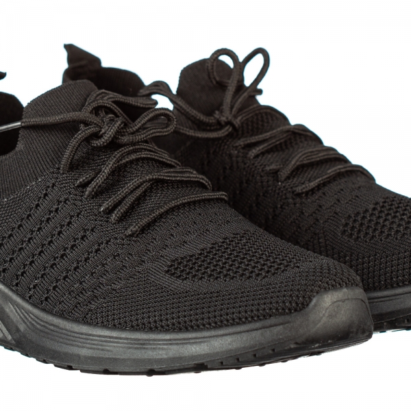 Γυναικεία αθλητικά παπούτσια μαύρα από ύφασμα Sprin, 3 - Kalapod.gr