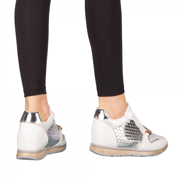 Γυναικεία αθλητικά παπούτσια λευκά από οικολογικό δέρμα Reoza, 4 - Kalapod.gr