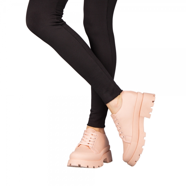 Γυναικεία αθλητικά παπούτσια ροζ από ύφασμα Genie, 3 - Kalapod.gr