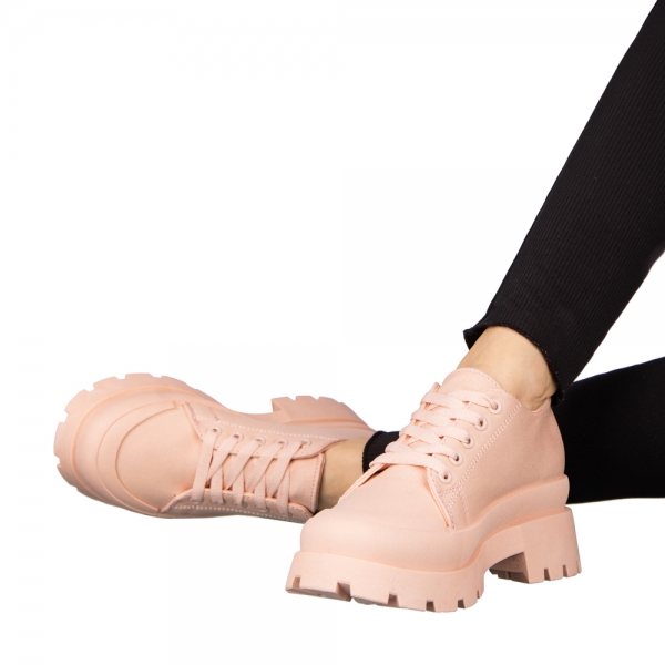 Γυναικεία αθλητικά παπούτσια ροζ από ύφασμα Genie, 5 - Kalapod.gr