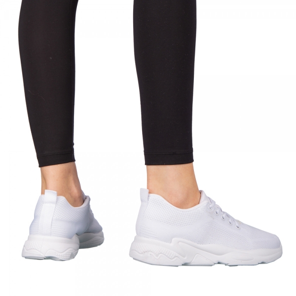 Γυναικεία αθλητικά παπούτσια  λευκά από ύφασμα Morison, 4 - Kalapod.gr