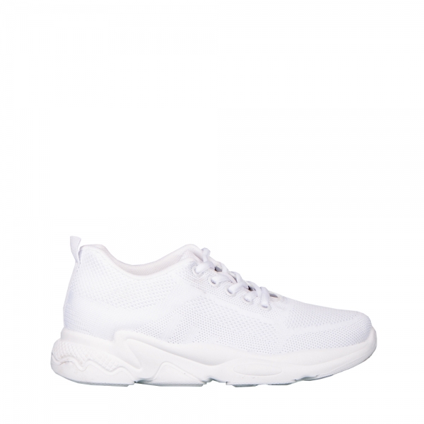 Γυναικεία αθλητικά παπούτσια  λευκά από ύφασμα Morison, 2 - Kalapod.gr