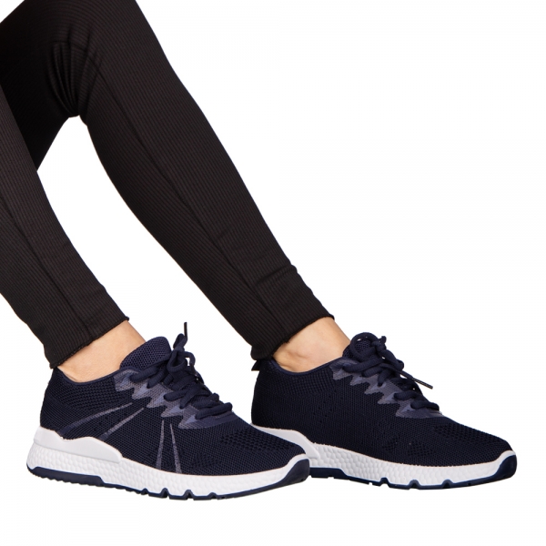 Γυναικεία αθλητικά παπούτσια  μπλε από ύφασμα Bicoz, 5 - Kalapod.gr