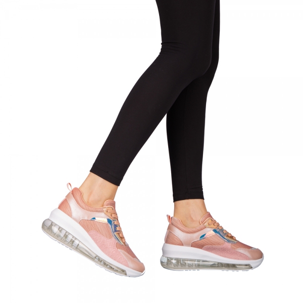 Γυναικεία αθλητικά παπούτσια  ροζ από οικολογικό δέρμα και ύφασμα Seka - Kalapod.gr