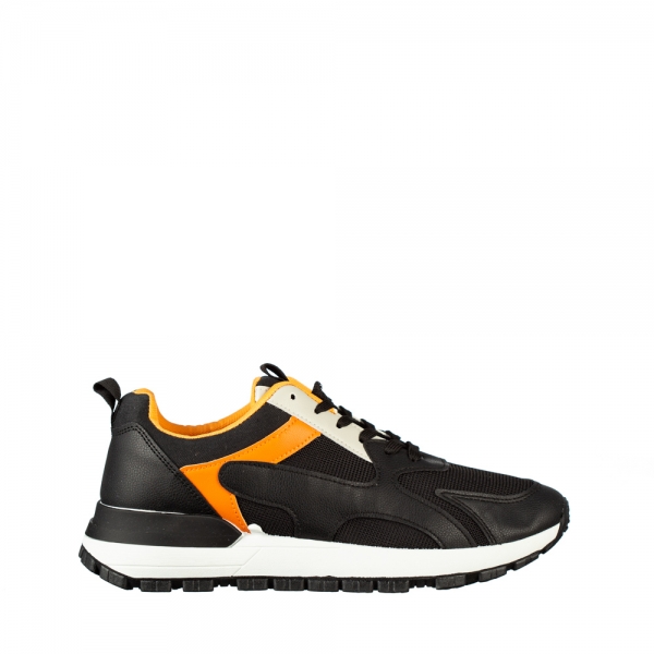 Ανδρικά αθλητικά παπούτσια μαύρα από οικολογικό δέρμα και ύφασμα  Conaky - Kalapod.gr