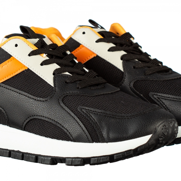 Ανδρικά αθλητικά παπούτσια μαύρα από οικολογικό δέρμα και ύφασμα  Conaky, 3 - Kalapod.gr
