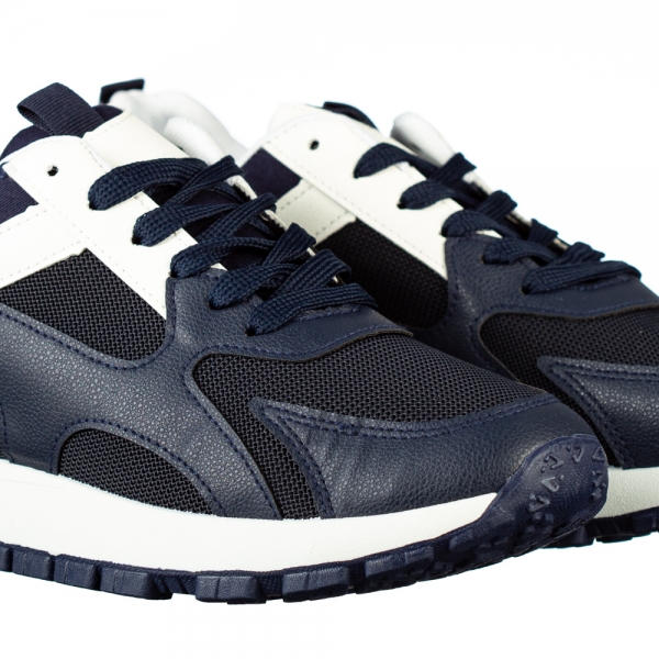 Ανδρικά αθλητικά παπούτσια μπλε από οικολογικό δέρμα και ύφασμα  Conaky, 3 - Kalapod.gr