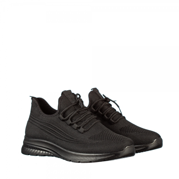 Ανδρικά αθλητικά παπούτσια μαύρα από ύφασμα Tomos, 3 - Kalapod.gr
