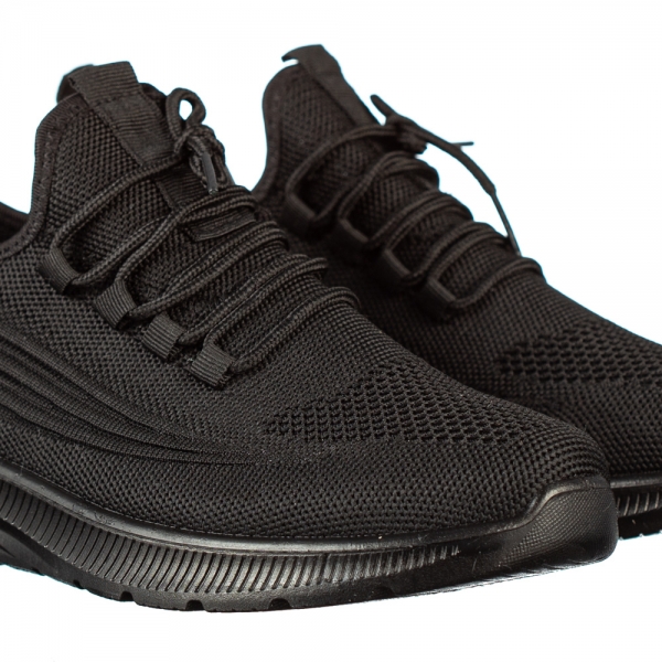 Ανδρικά αθλητικά παπούτσια μαύρα από ύφασμα Tomos, 3 - Kalapod.gr