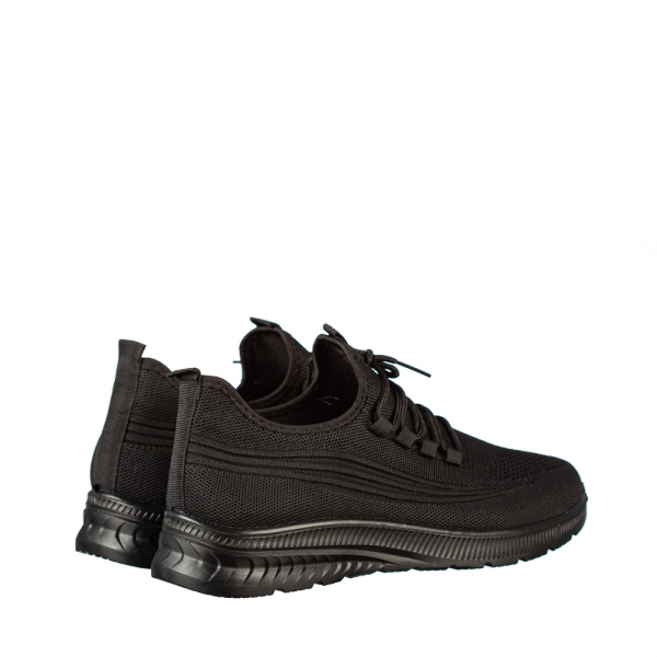 Ανδρικά αθλητικά παπούτσια μαύρα από ύφασμα Tomos, 4 - Kalapod.gr
