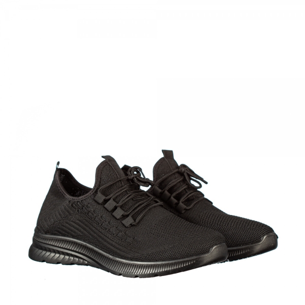 Ανδρικά αθλητικά παπούτσια μαύρα από ύφασμα Lugo, 2 - Kalapod.gr