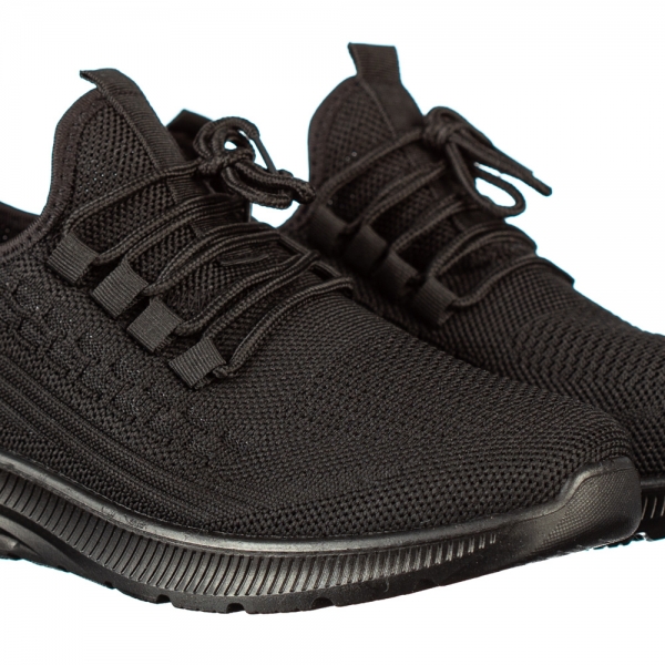 Ανδρικά αθλητικά παπούτσια μαύρα από ύφασμα Lugo, 3 - Kalapod.gr