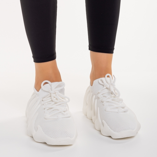 Γυναικεία αθλητικά παπούτσια λευκά από ύφασμα Dioma, 4 - Kalapod.gr
