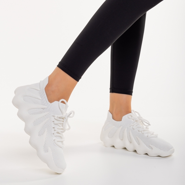 Γυναικεία αθλητικά παπούτσια λευκά από ύφασμα Dioma, 5 - Kalapod.gr