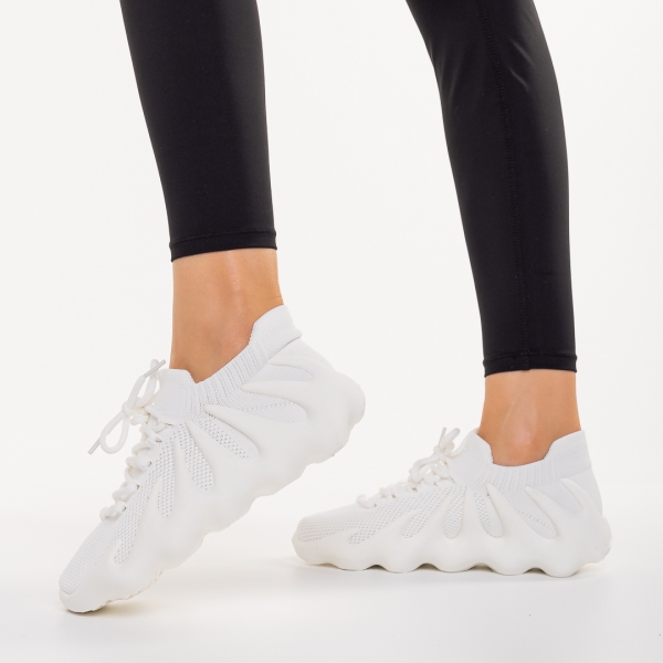 Γυναικεία αθλητικά παπούτσια λευκά από ύφασμα Dioma, 6 - Kalapod.gr